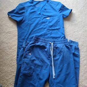 Figs Royal Blue V-Neck Scrub Set